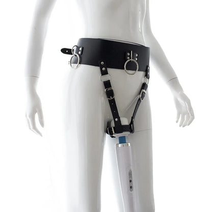 Leather BDSM Restraint Harness - Adjustable Massager Strap for Adult Intimate Accessories