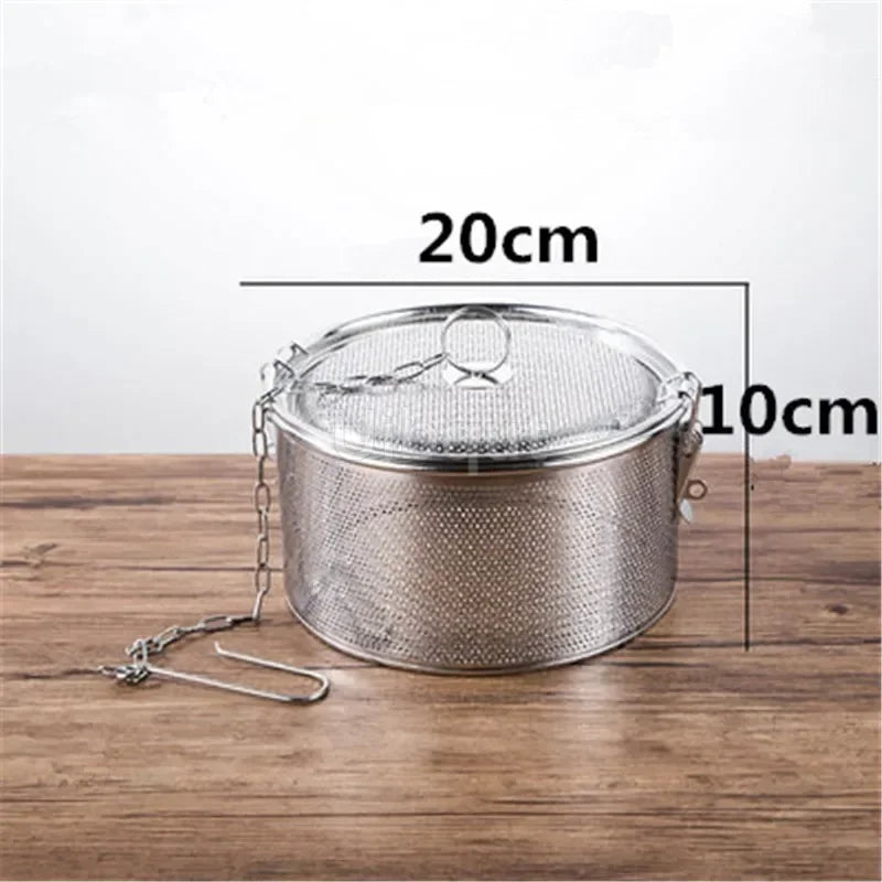 304 Stainless Steel Round Hole Seasoning Bag — Spice, Gravy & Soup Strainer Basket for Brine, Hot Pot, and Slag Separation