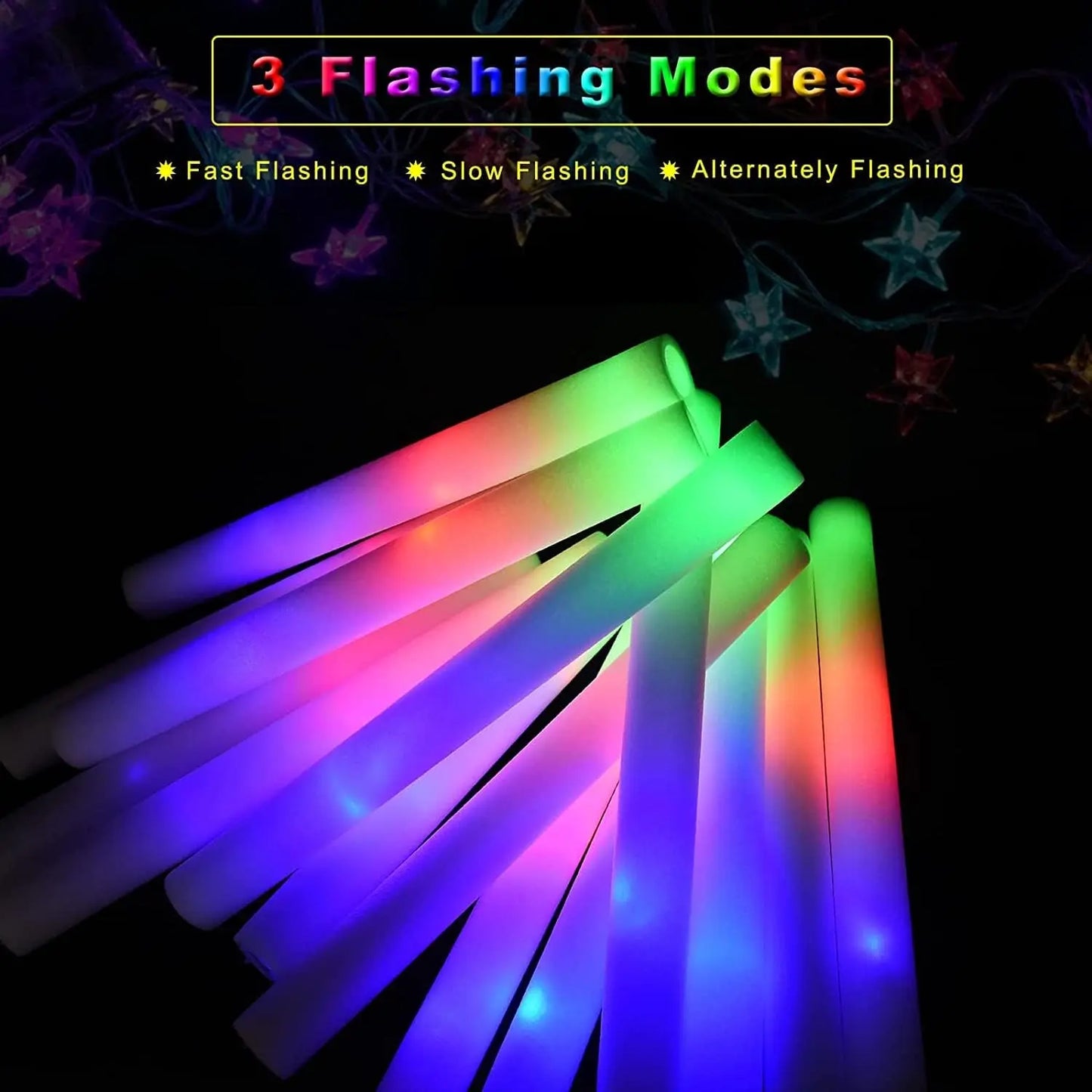30 Pcs Foam LED Glow Sticks – Colorful Flashing Glow in the Dark Party Supplies for Weddings, Raves & Concerts