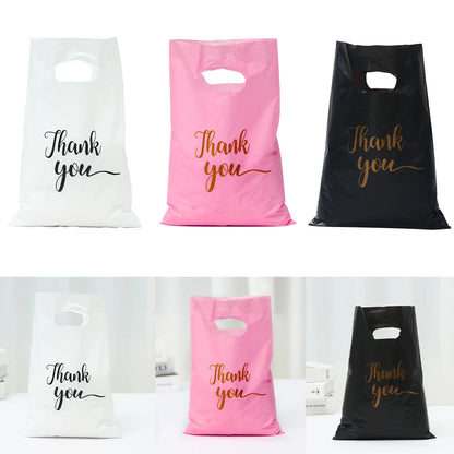 100pcs Thank You Gift Bags - Plastic Shopping Tote Bags for Birthday, Wedding, Party Favors, Candy, and Cookie Wrappers - 20*30cm