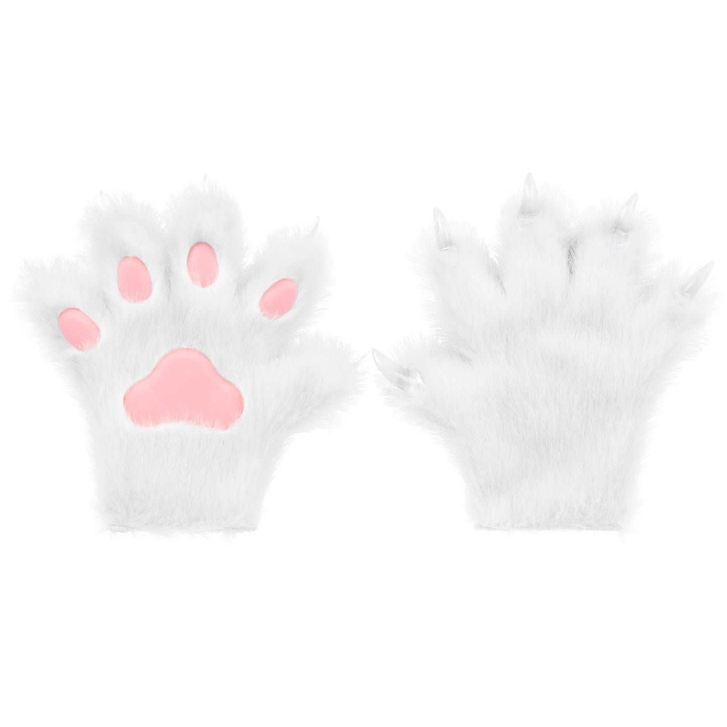 Furry Animal Paw Gloves – Cat, Wolf, Fox, Dog Fluffy Costume Mittens for Kids Cosplay, Halloween & Christmas