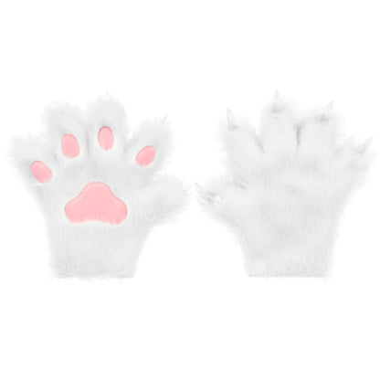 Furry Animal Paw Gloves – Cat, Wolf, Fox, Dog Fluffy Costume Mittens for Kids Cosplay, Halloween & Christmas