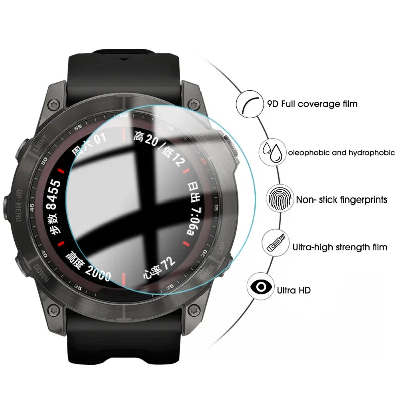 Tempered Glass Screen Protector for Garmin Fenix 8 7 6 Series – HD Sapphire Film for 43mm, 47mm, 51mm Smartwatch