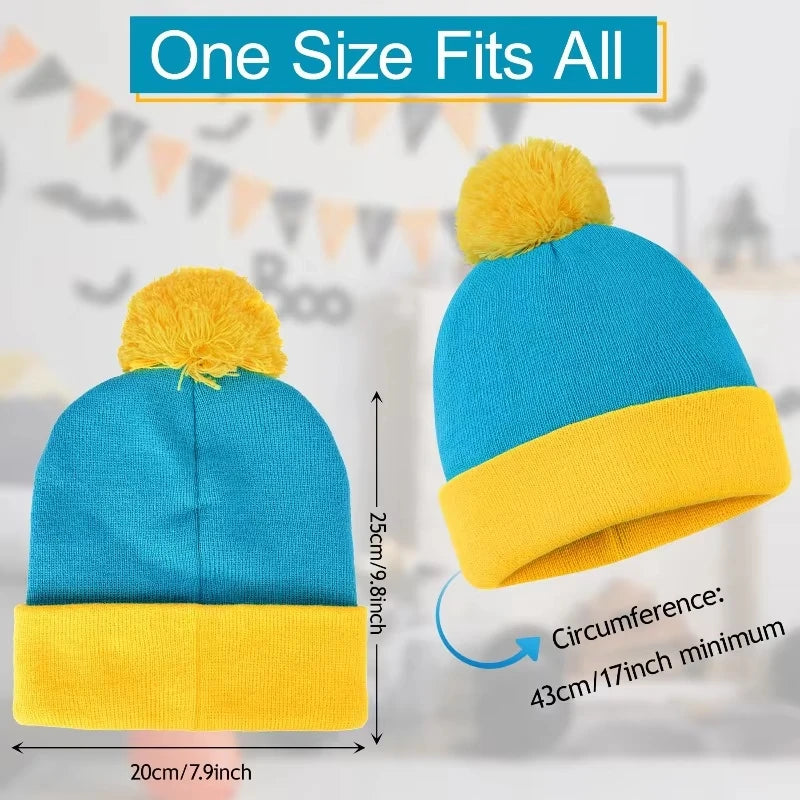 Unisex Christmas & Holiday Cosplay Set – Funny Knitted Beanie Hat with Gloves, Warm Winter Hat for Halloween & New Year