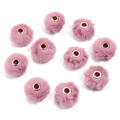 10pcs Plush Fur Ball Beads – Multicolor Pompom Spacer Beads for DIY Jewelry, Earrings & Bracelets