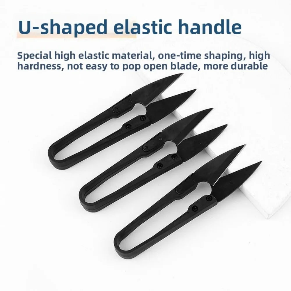 U-Shaped Carbon Steel Sewing Scissors - Stainless Elastic Shears for Clothing, Knitting & Crafts