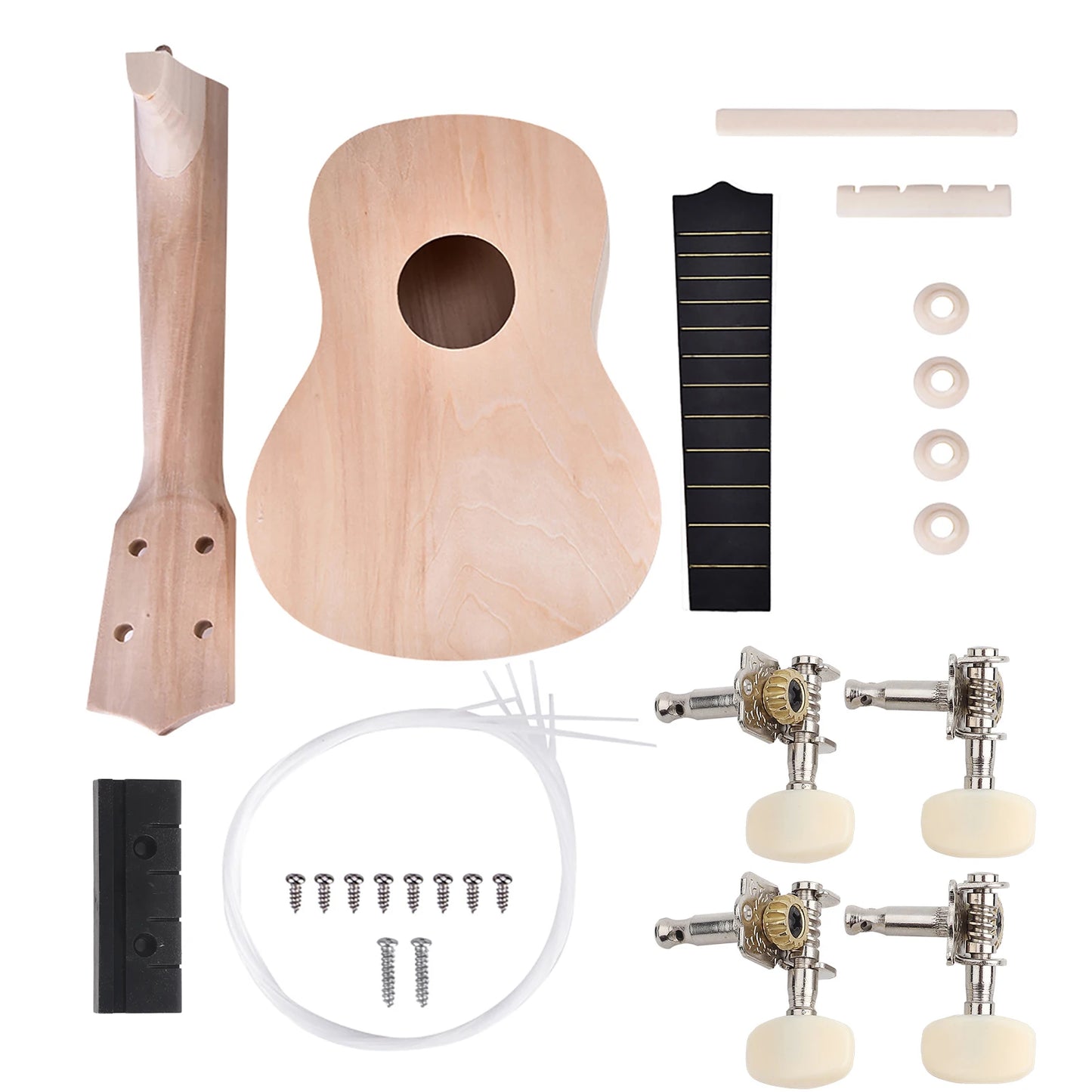 21-Inch Basswood 4-String Ukulele DIY Kit - Build-Your-Own Musical Instrument Set