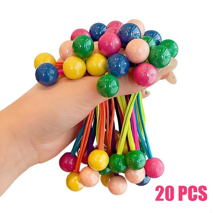 Candy Color Beaded Hair Ties for Girls - Cute Princess Elastic Ponytail Holders for Kids, Babies, and Colorful Everyday Hairstyles