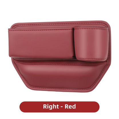 Leather Car Seat Gap Organizer – Multifunction Console Crevice Filler, Side Storage Box with Cup Holder, Car Interior Storage Pocket