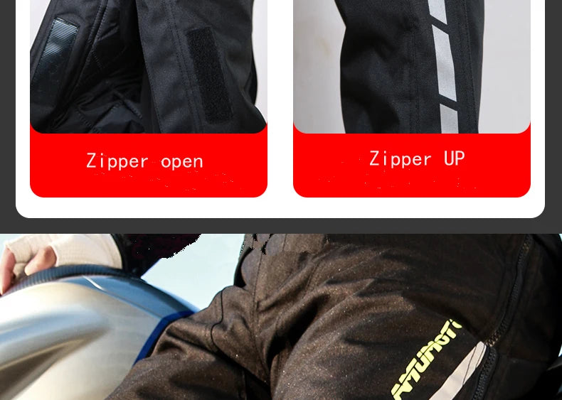 AMU Motorcycle Quick Take Off Pants – Waterproof, Windproof, Thermal Protective Gear for Men & Women