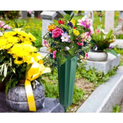 2/1PC Cemetery Vase with Spikes – Plastic Floral Vase Holder for Gravestone, Outdoor Flower Marker Decorations for Graves