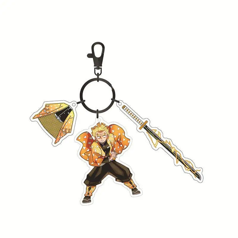 Anime Demon Slayer Acrylic Keychain – Tanjiro & Nezuko Kamado Cartoon Schoolbag Pendant Character Charm Kids Gift Accessories