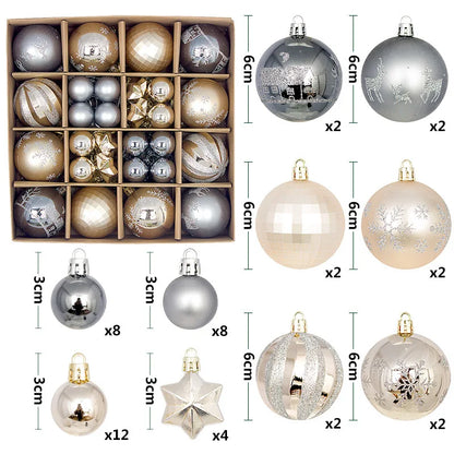 44PCS Christmas Ball Ornaments – 3/6CM Decorative Pendant Balls for Christmas Tree, Home Decor, New Year & Holiday Accessories