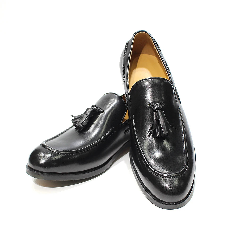 Men’s Italian Style Leather Loafers - Tassel Slip-On Wedding, Party & Office Dress Shoes