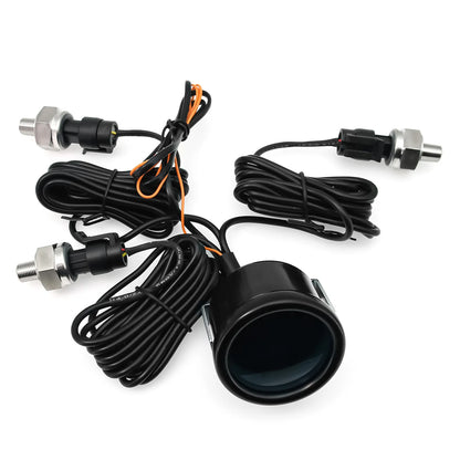 Triple Dual Display Air Pressure Gauge – LED Digital Suspension Gauge 0-220 PSI with 1/8 NPT Sensors for Car