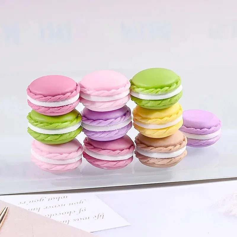 Macaron Cookie Resin Charms - 10pcs Cute Cartoon Food Pendants for DIY Jewelry Making