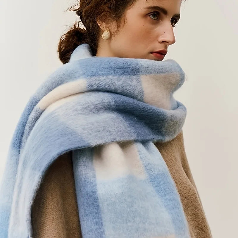 2025 Women's Winter Thick Cashmere Scarf – Warm Pashmina Shawl with Rainbow Tassels & Wraps