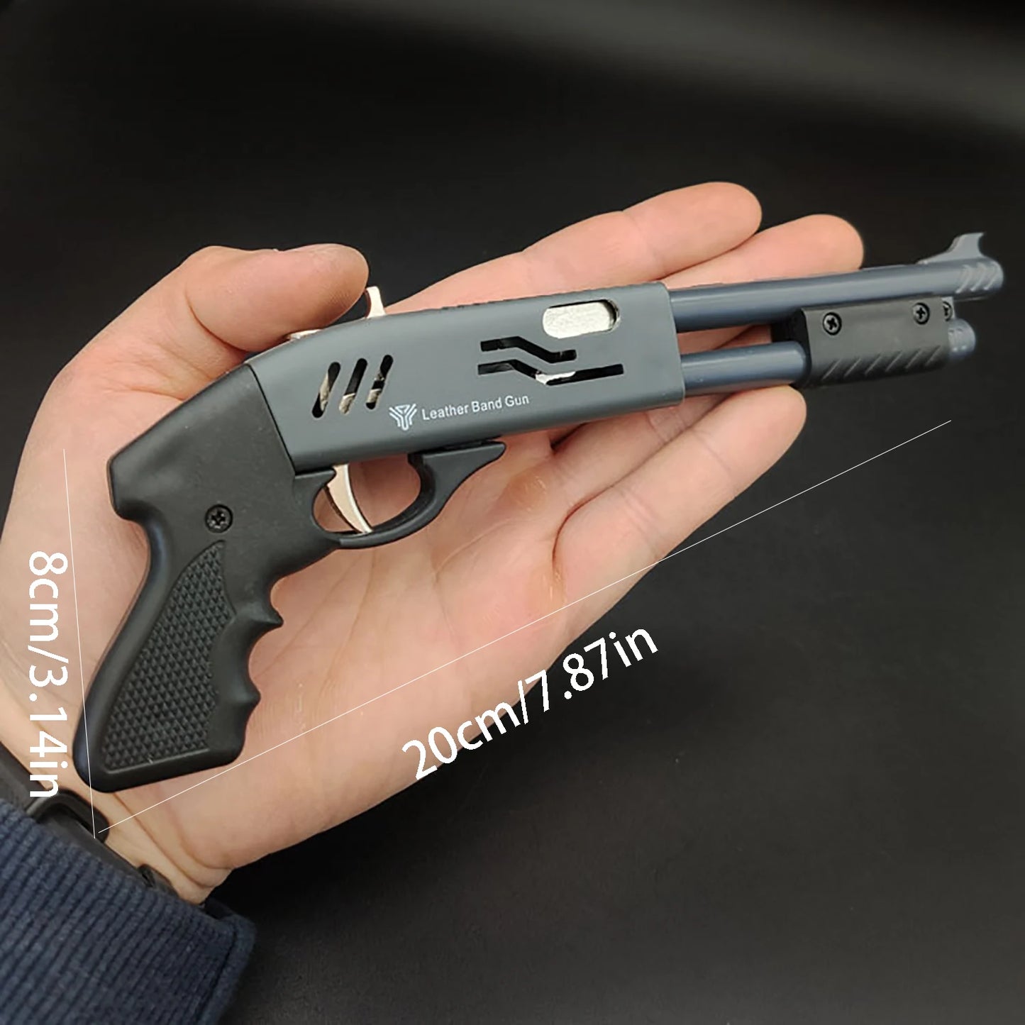 Mini Alloy Rubber Band Gun Toy - 8 Round Novelty Model with 20 Colorful Rubber Bands Included