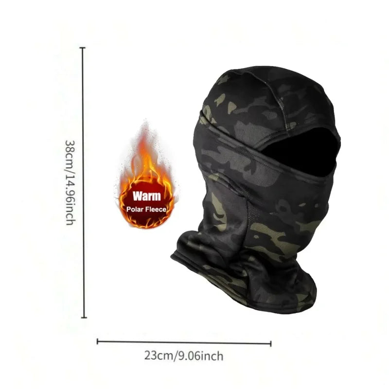 Winter Fleece Camouflage Balaclava – Warm Full Face Mask for Skiing, Cycling & Motorcycling, Cold-Proof Helmet Lining