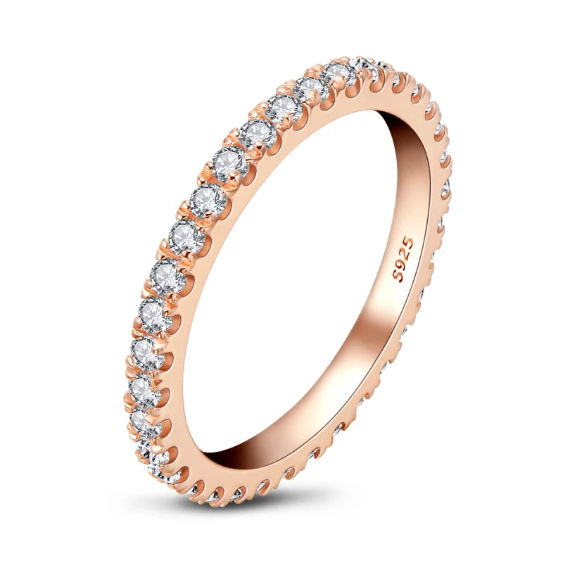 925 Sterling Silver Eternity Band Ring - CZ Diamond Promise Engagement Wedding Jewelry for Women & Men