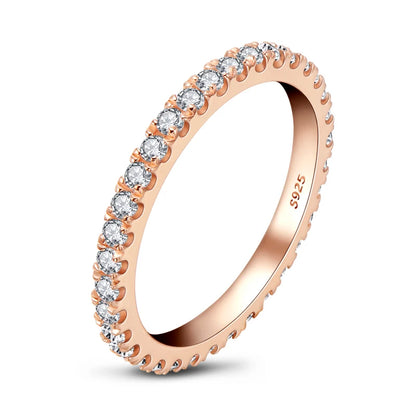 925 Sterling Silver Eternity Band Ring - CZ Diamond Promise Engagement Wedding Jewelry for Women & Men