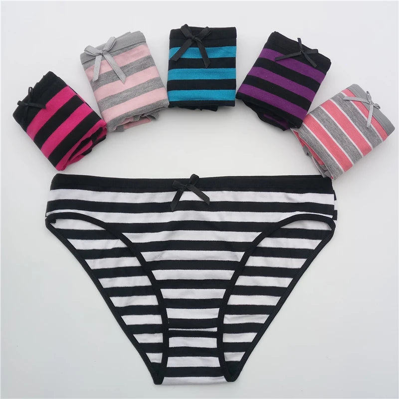 5-Pcs Women’s Cotton Panties Set – Sexy Bikini Briefs for Girls & Ladies, Free Shipping