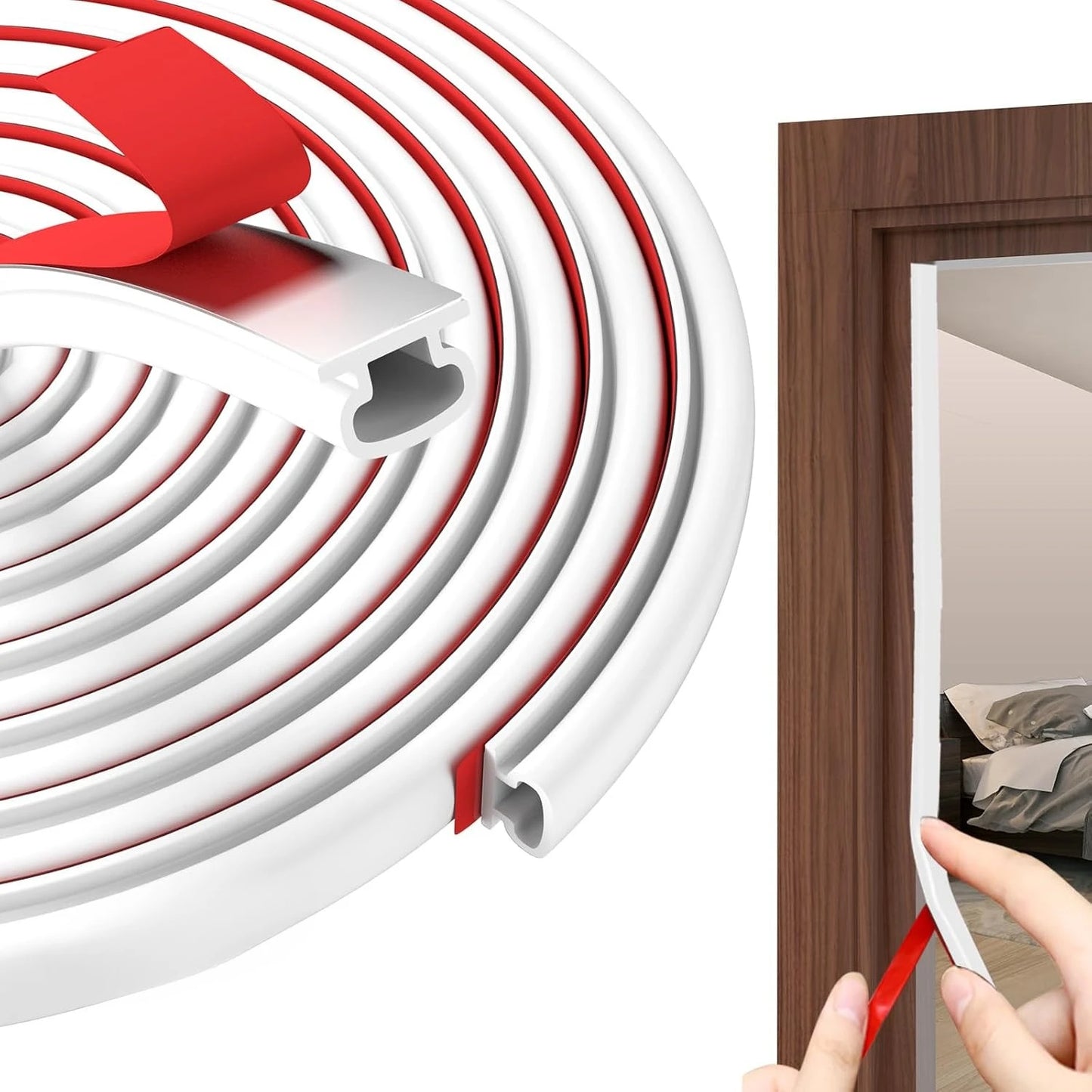Self-Adhesive Door Seal Strip - 6M Rubber Soundproof Weather Stripping for Windows & Door Frames, Hollow Gap Filler Insulation