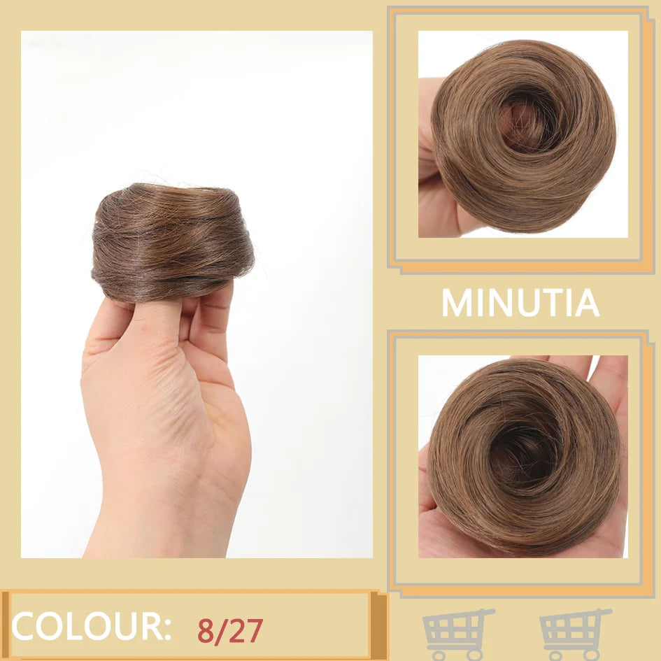 Allaosify Synthetic Bun – Straight Hair Circle with Elastic Rope, Natural Dark & Light Hair Color, Hair Accessories for Women