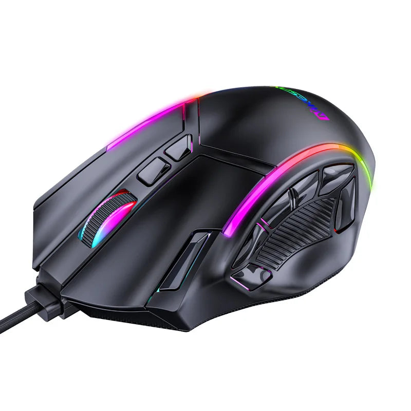 12800DPI RGB Gaming Mouse – Free Weight Macro with 12 Programmable Keys, 6-Level RGB Light for PC, Mac, PUBG, Laptop