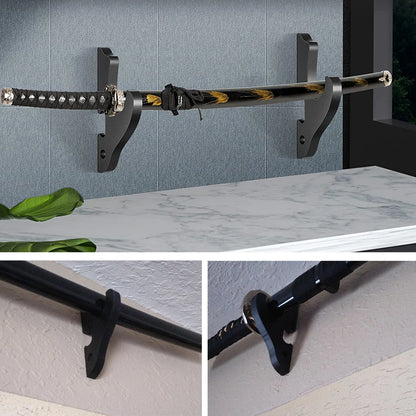 Wall-Mounted Wooden Sword Display Stand – Adjustable Katana, Wakizashi & Tanto Holder Rack for Samurai Blade Storage & Decor
