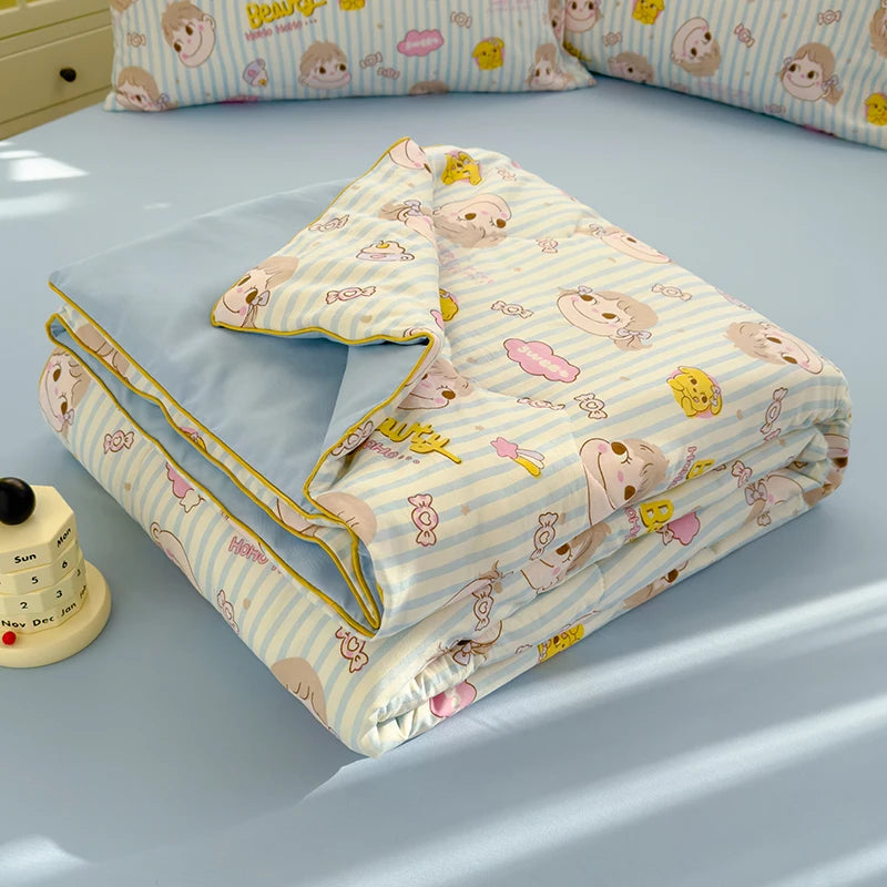 Washed Double Gauze Quilt – Lightweight Summer Comforter with Soya Fibre Filling, Soft & Breathable for Queen Size