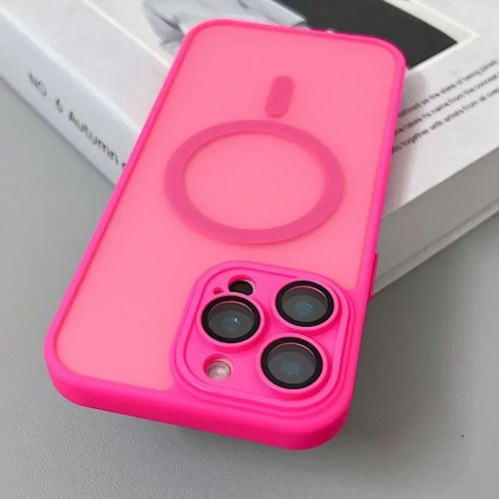 Magnetic Matte Translucent Armor Case - Shockproof Magsafe Compatible Cover for iPhone 17 16 15 14 13 12 11 Pro Max Plus