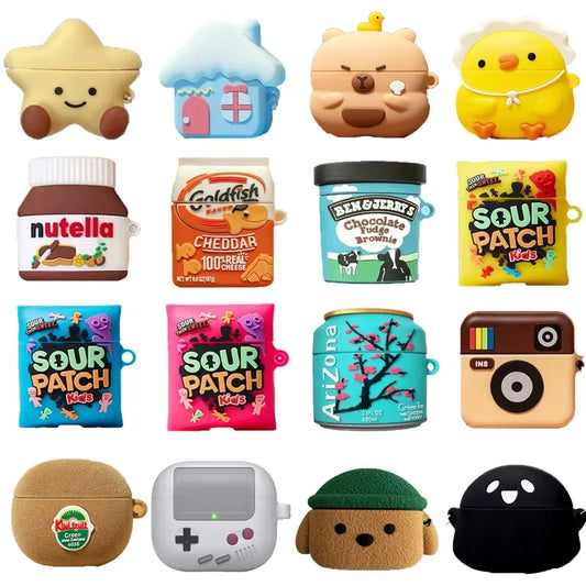 3D Silicone AirPods Case – Cute Cartoon Headphone Charging Cover for AirPods 1/2/3/4 & AirPods Pro 2 (2024)