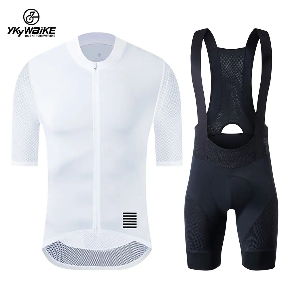 YKYWBIKE Cycling Jersey & Bib Shorts Set — Classic MTB Bike Clothing with Reflective Details
