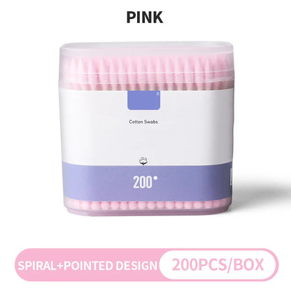 200-Piece Double-Ended Cotton Swabs - Soft Cleaning & Makeup Removal Applicators for Personal Care