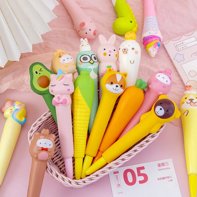 Cute Kawaii Slow-Rebound Gel Pen – Soft Sponge Stress Relief Pen for School, Office, and Creative Stationery