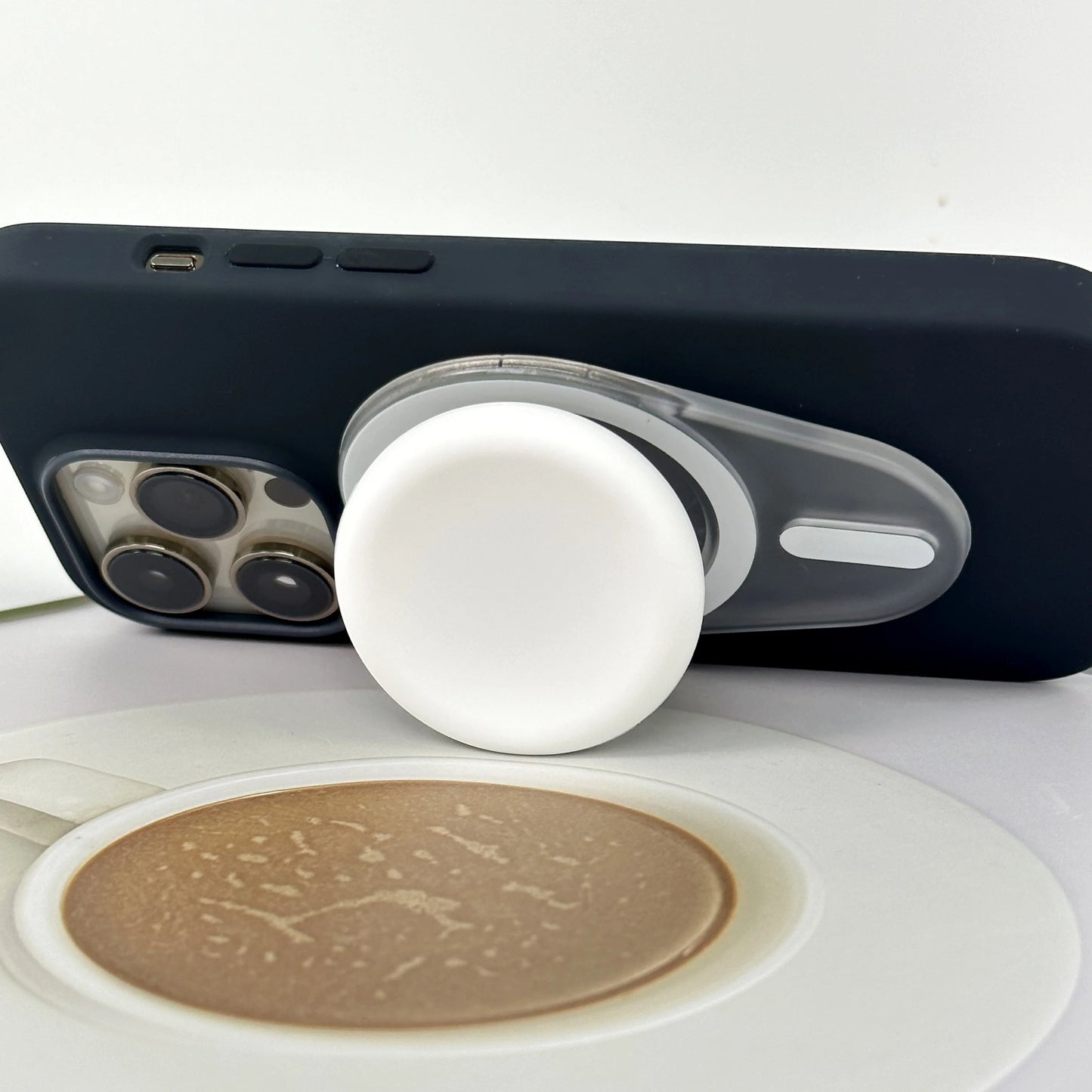 Oval Magnetic Silicone Phone Grip Holder: Finger Stand for iPhone 15, 14, 13, 12 - Foldable P-Socket Posket Grip Tok