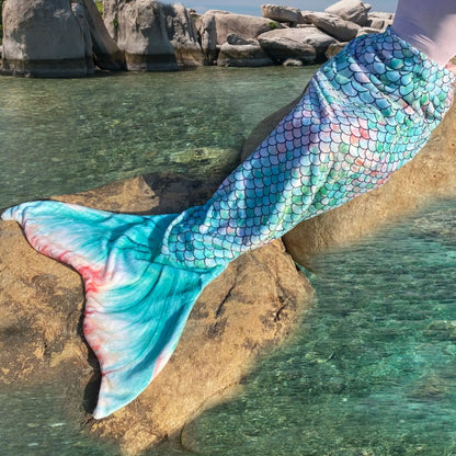 Mermaid Blanket Sleeping Bag — Anti-Kick Flannel Quilt with Soft Fabric, High Color Fastness, Fish Tail Design for Kids’ Birthday Gift