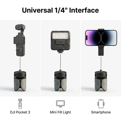 Mini Tripod Stand with 1/4" Screw Mount - Hand Grip for GoPro, Action Cameras, Phones & DJI Pocket Gimbals
