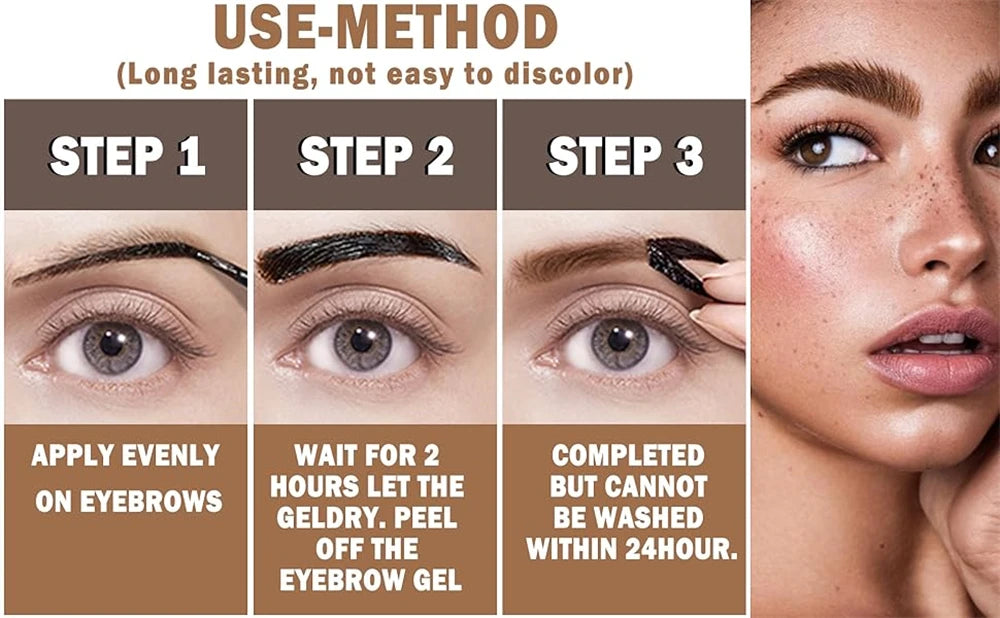 Long-Lasting 3-Day Tattoo Eyebrow Gel Cream – Easy Peel-Off, Smudge-Proof, Sweat-Resistant Waterproof Cosmetic