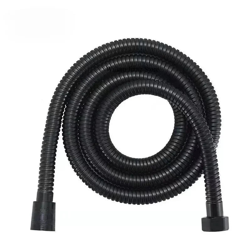 Flexible Shower Hose 1.5/2M — Black/Silver Stainless Steel Bathroom Extension Pipe and Accessories