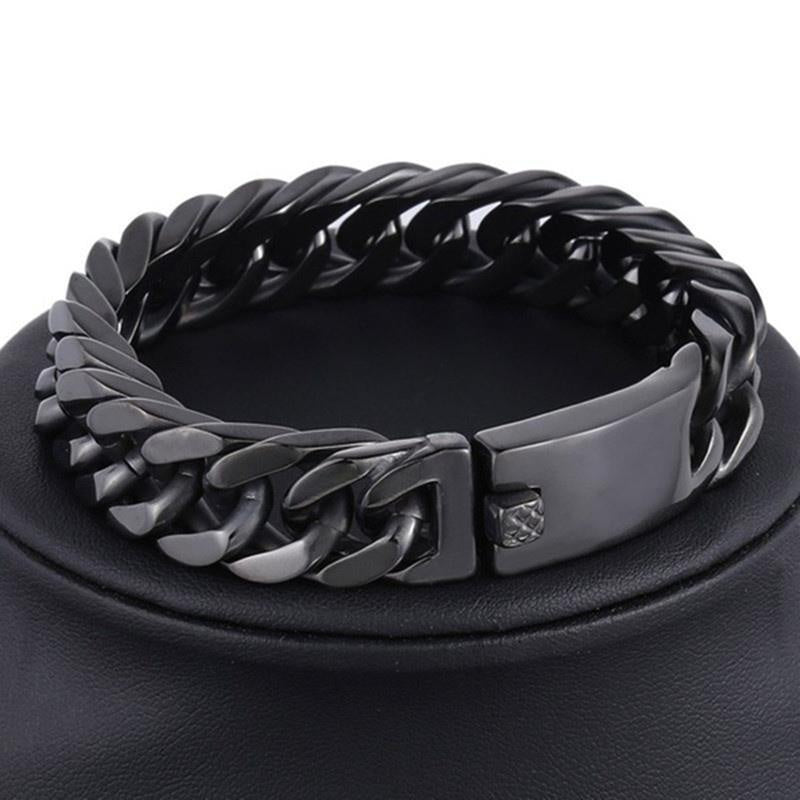 Fashion Black Cuban Chain Bracelet - Hip Hop Jewelry for Men, Couple Bracelets for Birthday & Anniversary Gift