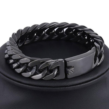 Fashion Black Cuban Chain Bracelet - Hip Hop Jewelry for Men, Couple Bracelets for Birthday & Anniversary Gift