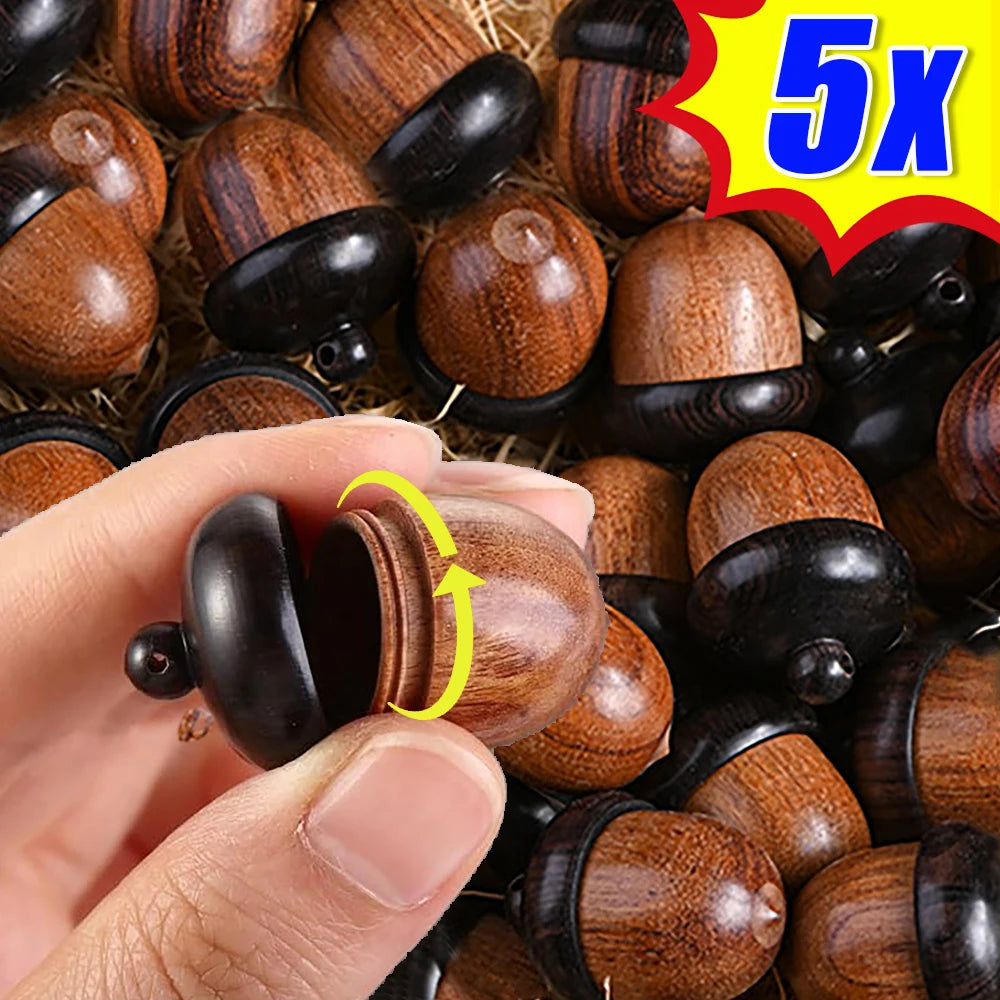 Mini Wood Acorn Pendant Box - 5/1Pcs Portable Multi-Purpose Rescue Pill Case & DIY Storage Container
