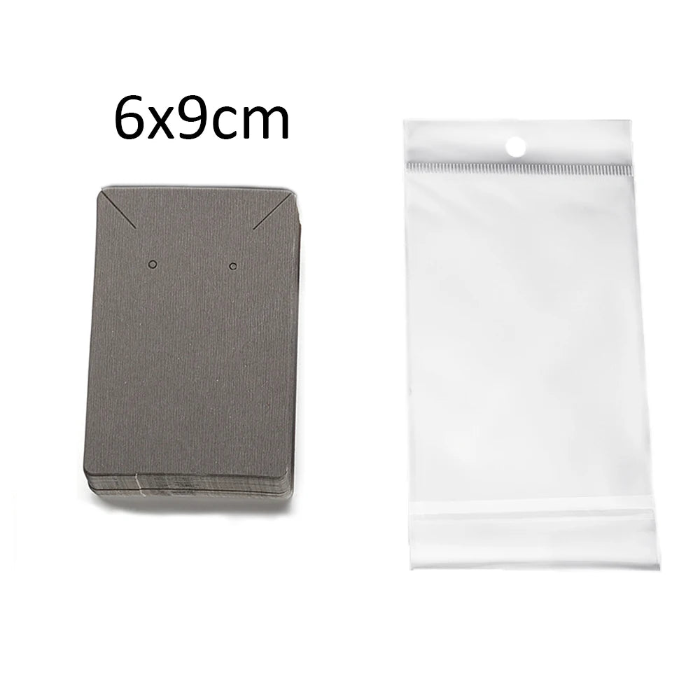 50 Sets Earring & Necklace Display Cards with Self-Seal Kraft Paper Bags – DIY Jewelry Packaging