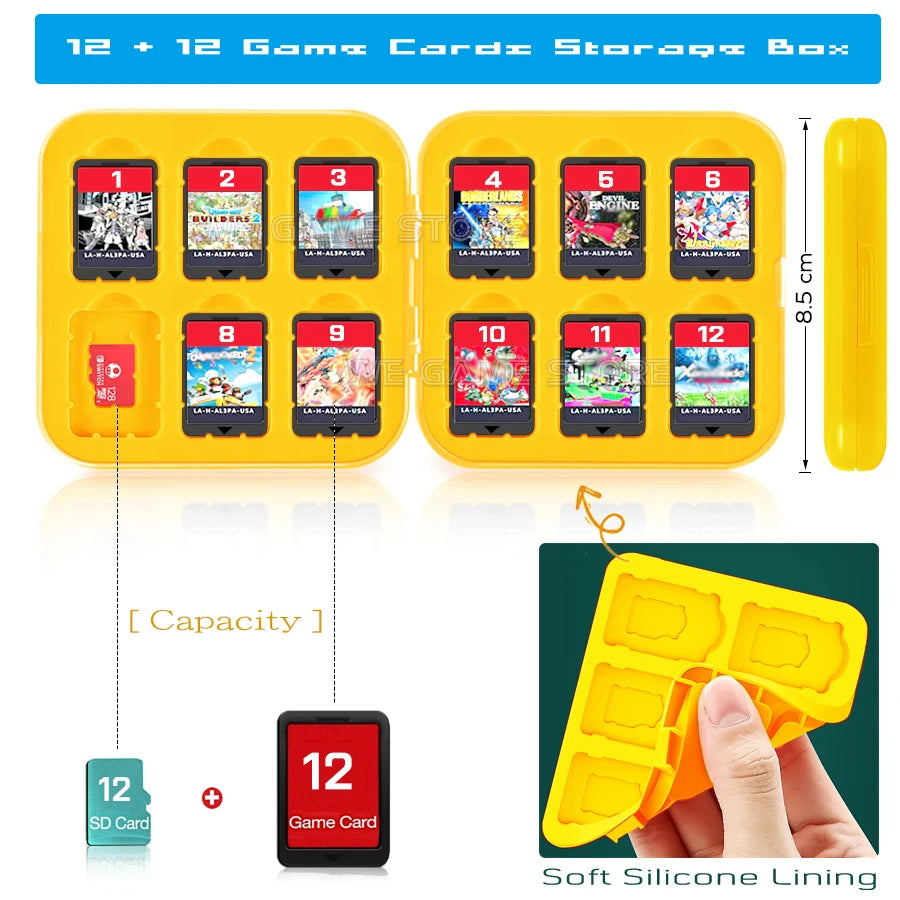 12-Slot Game Card Storage Case for Nintendo Switch OLED/Lite – SD & Game Disk Holder Stand