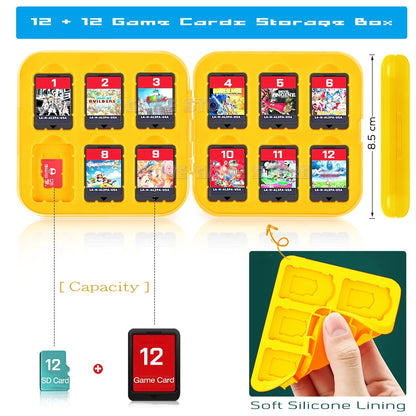 12-Slot Game Card Storage Case for Nintendo Switch OLED/Lite – SD & Game Disk Holder Stand
