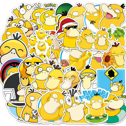 10/30/50-Piece Pokémon Psyduck Sticker Set - Cute Kawaii Anime Vinyl Decals for Phones, Water Bottles, Laptops, and DIY Crafts