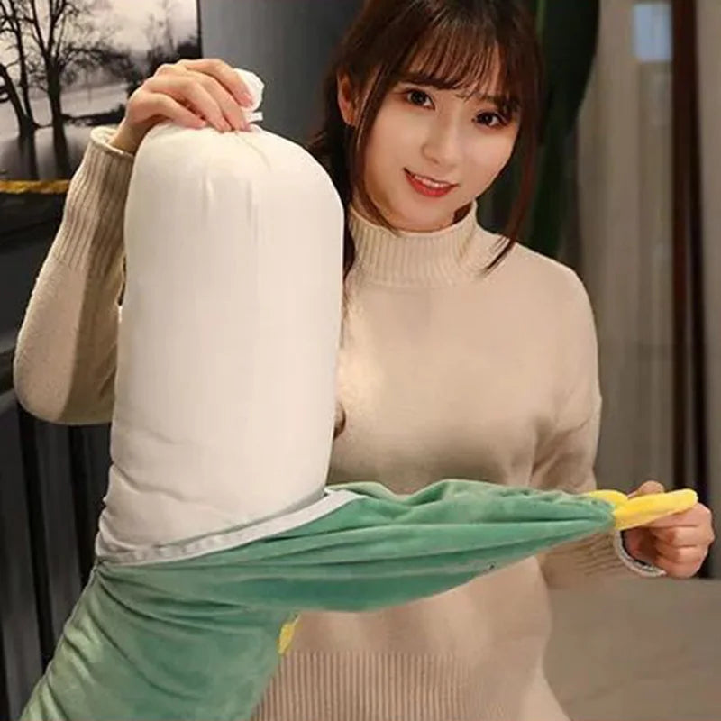 Cute Cylindrical Body Pillow – Soft Side Sleeping Pregnancy Pillow with Detachable Washable Cover, Long Cartoon Leg Gripper Pillow Gift