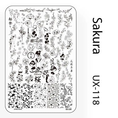 UX Serial 2 Stainless Steel Stamping Plate Template – Vintage Abstract Fabric Texture Pattern for Nail Art, Floral Lace, Xmas & Halloween Designs (UX52)